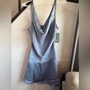 Elegant sage blue Satin Slip Dress